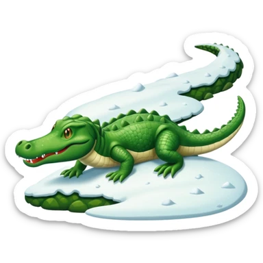 alligator sliding down snowy hill sticker