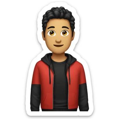 A red T-shirt with a trendy black jacket around it sticker