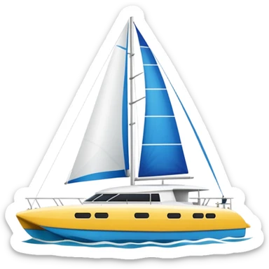 A catamaran with a white background. No wording or lettering on the boat  sticker