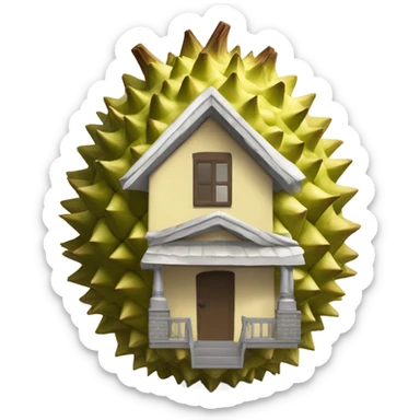 House made of creamy and spikey durian sticker