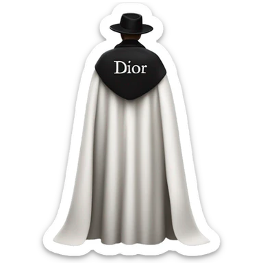 back profile of black magician, cape that says Dior, text Dior on the cape sticker
