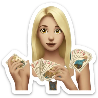 Blonde girl with tarot cards sticker