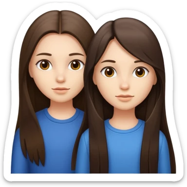 Star brunette straight long hair twin girl sticker