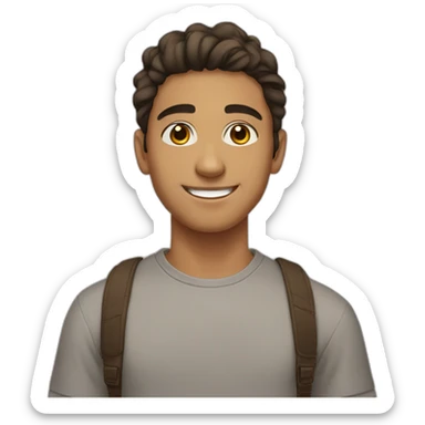 An Maghreb teenager with a middle part and brown hair. He smile and has a clear complexion. sticker