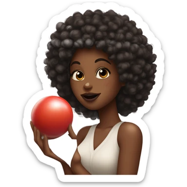 A black girl with a curly fro dark brown and plump lips long lashes bowling a kiss with hands sticker