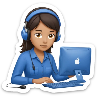 female computer technician fixing damaged computer sticker