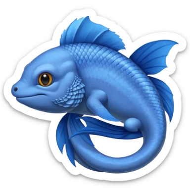 Russian-Blue-Cat-Mountain-Blue-Bird-Blue-Iguana-Blue-Betta-Fish-Fusion-animal-hybrid-creature sticker