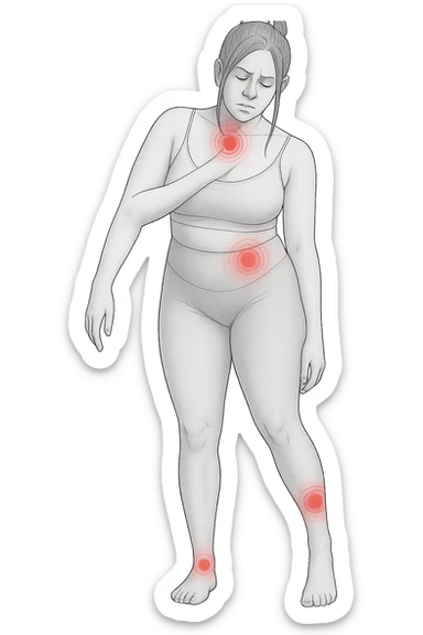 Donna asimmetrica con dolori immagine medica sticker