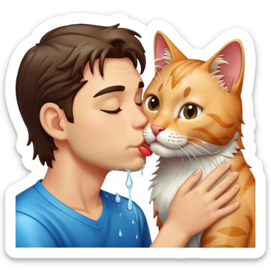 Man kissing a wet cat sticker
