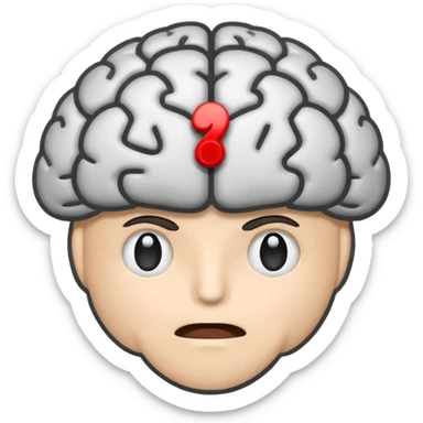 brain emoji with a low battery logo sticker
