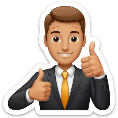 photorealistic businessman shows thumb up sticker