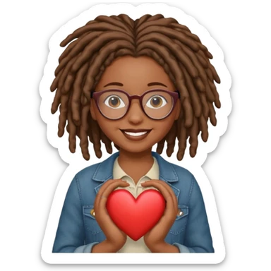 Girl Scouts African American girl with locs and glasses heart  sticker
