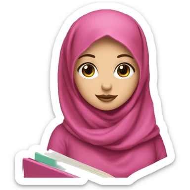 White Girl with pink hijab and books sticker
