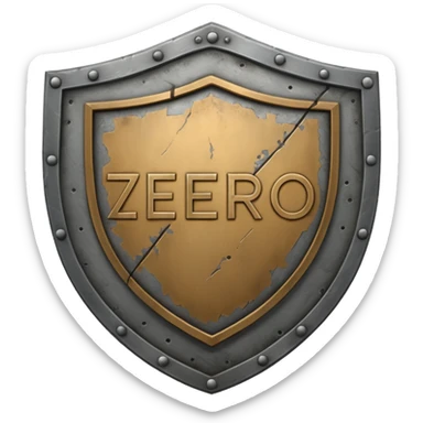 a steel shield with engraved roman numerals for zero—looks battle worn sticker