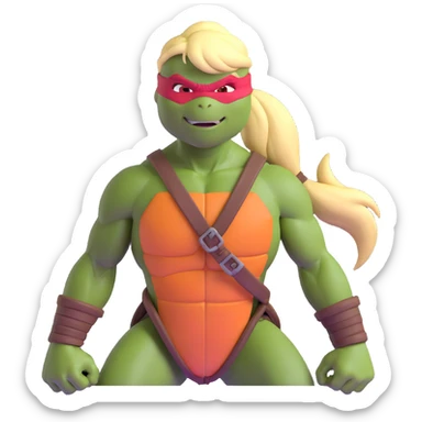 Hun from TMNT, large muscular gang leader with blonde ponytail sticker