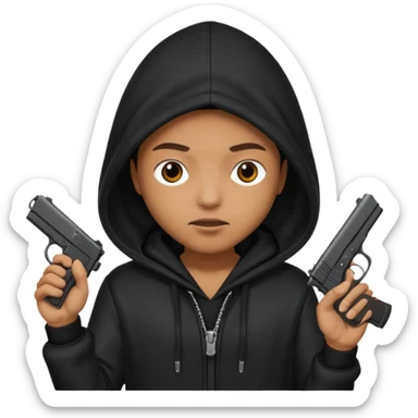 Una persona encapuchada con una pistola sticker
