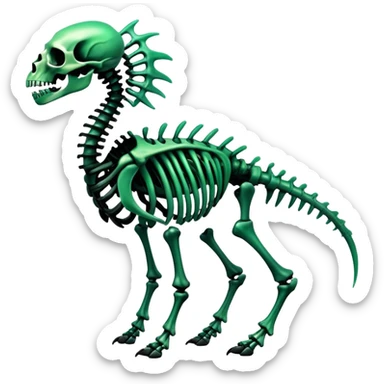 A black and green gradient epic shiny cool edgy skeletal animal, full body sticker