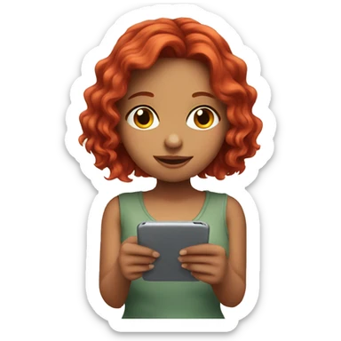 short cute girl with red hair texting her boyfriend  sticker