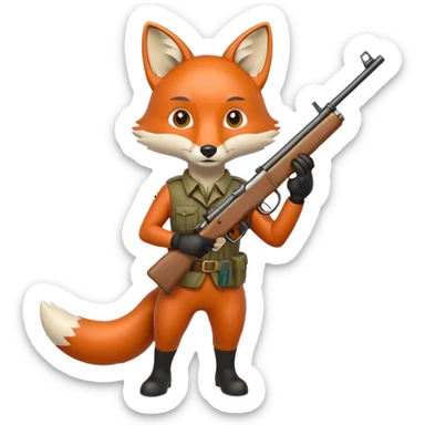 Renard avec un fusil qui tire sticker