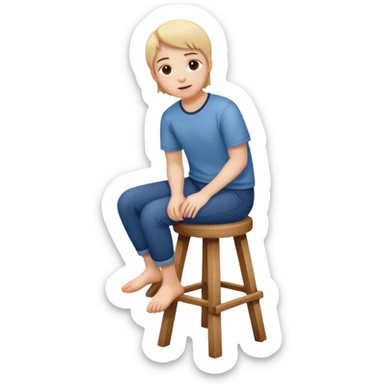 a person sitting on stool sticker