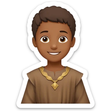 smiling painter boy 14th century with simple brown tunic sticker