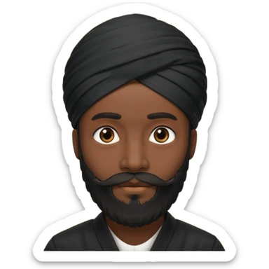 Make me an emoji of a man wearing a black turban and a beard. sticker