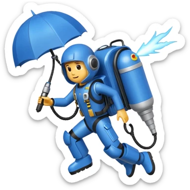 Erstelle mir einen Fallschirmspringer im emoji style mit einem Motor hinten dran  sticker