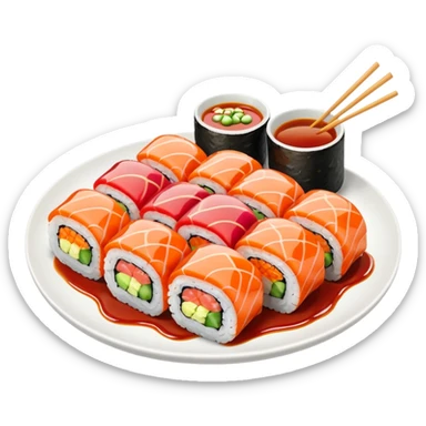 Sushi rolls with sauce restaurant style  sticker