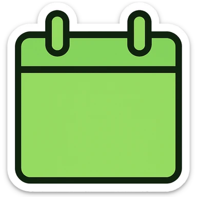 Calendar icon in a brighter, more vibrant green color, minimal style with soft edges, no background. sticker