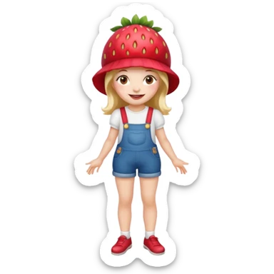 Strawberry shortcake human girl full body and legs with a strawberry hat on her hair without a cake sticker