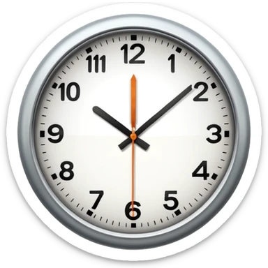 horloge avec la petite aiguille sur le 6 et la grande sur le 7 sticker