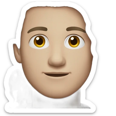 young caucasian man, dark brown hair, shaved sticker