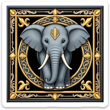 Elephant but in a Game Of Thrones Intro Sigil Form - in a square picture frame sticker