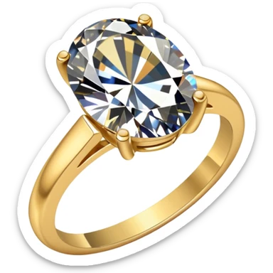 a gold diamond ring, plain band and large oval diamond stone sticker