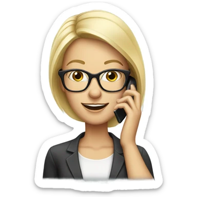 Blonde woman wearing glasses calling on cell phone sticker