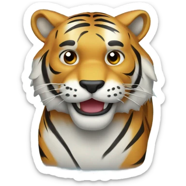 Tiger in a rain oat sticker