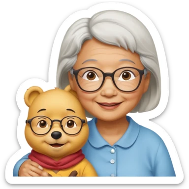 Big winne the Pooh and a Asian grandma sticker