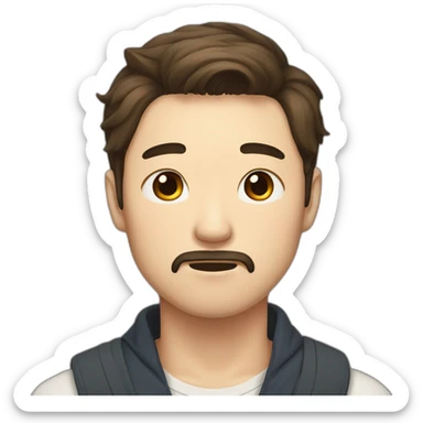 korean male early thirties short beard long brown hair crying expression sticker