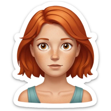 Mujer blanca con pecas cabello cobrizo abajo del hombro  sticker