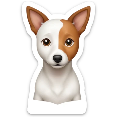 a fully white jack russell the size of a kelpie with light brown ears and a light brown patch on one eye sticker