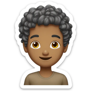 Garçon maghrébin avec cheveux bouclé supplie avec ses mains sticker