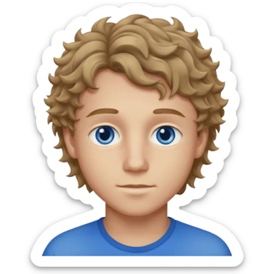 20 year old boy with slightly curly dark blonde hair and blue eyes  sticker