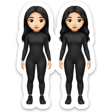 Make a lightskin Hispanic thick girl with long black hair. Wearing an all black tight jumpsuit  sticker