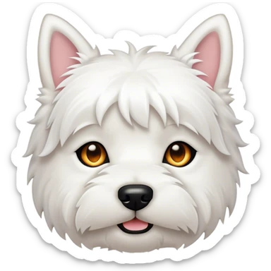 Cinematic Noble West Highland White Terrier Portrait Emoji, Poised and regal, with a compact, sturdy build and a pristine, well-groomed pure white coat, deep-set soulful dark eyes, Simplified yet sharp and sophisticated features, highly detailed, glowing with a soft, dignified glow, high shine, intelligent and loyal, stylized with an air of confidence, focused and attentive, soft glowing outline, capturing the essence of a watchful and determined companion, so majestic it feels as though it could trot out of the screen with effortless authority! sticker