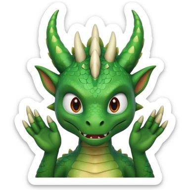 Draw a dragon that has his hands over his head (confused?) like psyduck and a head tilted sticker