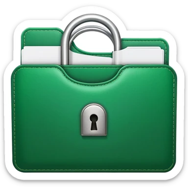 Green folder with lock, secured document, protected file sticker