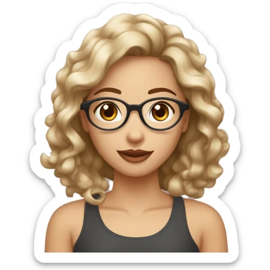 Moi une fille avec les yeux brun la peau blanche des cheveux marons bouclés e avec des lunettes les cheveux très longs châtain et ondulé sticker