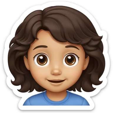 cute smiling toddler face with big eyes, medium skin tone, and dark wavy hair sticker