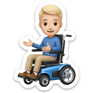 person in motorizeds wheelchair sticker