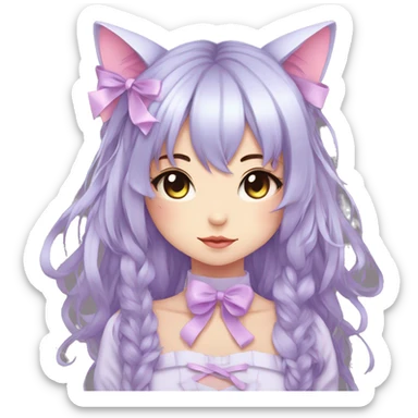 Edgy Kawaii Cute Cool Beautiful Elegant Pretty Pastel Anime Catgirl with ribbons sticker